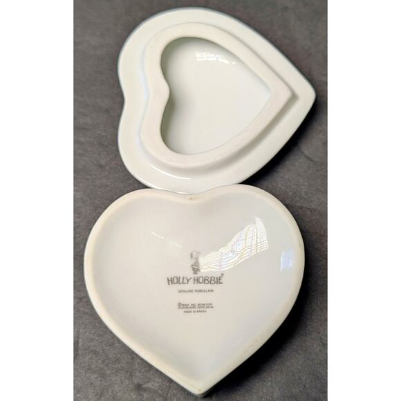 Vtg 1974 Holly Hobbie Trinket Box 3" Porcelain Keepsake Heart Jewelry Vanity 70s - Picture 5 of 9